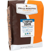 Fresh Roasted Coffee, Fair Trade Organic Ethiopian Sidamo Water Decaf, 2 Lb (32 Oz), Kosher, Medium Roast, Ground