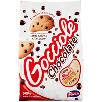 Pavesi: ""Gocciole Chocolate"" Biscuits With Chocolate Drops , No Palm Oil - 17,6 Oz /500G , (Pack Of 4)