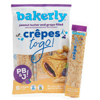 Bakerly Peanut Butter And Grape Filled Crepes To Go! Non Gmo, Free From Artificial Flavors & Colors, Pack Of 4, 6-Count (24 Total Crepes)