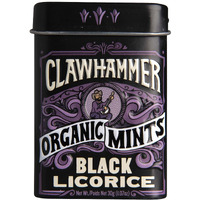 Clawhammer Organic Mints Black Licorice | Organic Cane Sugar, Natural Flavors, No Artificial Colors Or Sweeteners | Kosher Certified, Vegan, Gluten Free | Aspartame & Xylitol Free | 30 Count Tin (Pack Of 12)