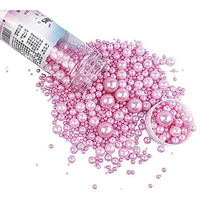 Edible Pearl Sugar Sprinkles Pink Candy 120G/ 4.2Oz Baking Edible Cake Decorations Cupcake Toppers Cookie Decorating Ice Cream Toppings Celebrations Shaker Jar Wedding Shower Party Chirstmas Supplies
