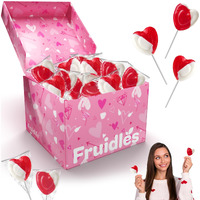The Dreidel Company Valentines Day Lollipops Red Heart Shaped Strawberry N' Cream Flavored, Individually Wrapped (Half-Pound) 12 Pack