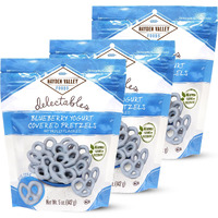 Hayden Valley Foods Blueberry Yogurt Covered Pretzels - 5 Oz Bags (Pack Of 3) - No Artificial Flavors, Preservatives Or Colors - Blue Bulk Sweet Snacks