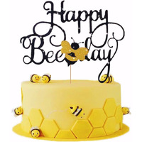 Laventy Happy Bee Day Cake Topper Bumble Bee Cake Topper Bumble Bee Themed Party Happy Supplies Bumble Bee Decoration