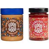 Good Good Sweet Strawberry Jam & Crunchy Peanut Butter - Keto Friendly - Low Carb & No Added Sugars - Vegan - Gluten Free - Preserves