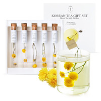 Kkokdam Tea Gift Set - Chrysanthemum Flower Tea Stick - Loose Leaf Tea Set, Blooming Tea Flowers, Korean Tea Set, Unique Tea Gifts, Fancy Tea Sets, Korean Gift Set - 5 Count