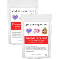 Global Sugar Art Premium Royal Icing Mix White, 15 Ounces By Chef Alan Tetreault - 2 Pack