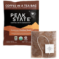 Peak State Coffee With Benefits, Medium Roast - Mushroom Coffee, Low Acid & Smooth, Dark Chocolate & Sweet Grape, Organic Whole Bean Coffee, Gluten Free, 10 Single Serve Brew Bags