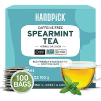 Handpick, Spearmint Tea Bags (100 Herbal Tea Bags) Rich In Essential Oil | Refreshing Mint Tea | Non-Gmo, Gluten Free | Round Eco-Conscious Tea Bags