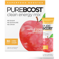 Pureboost Apple Cider Vinegar Superfoods Clean Energy Drink Mix, Boosted With 1,000 Mg Of Acv With The Mother. No Sugar Or Artificial Sweeteners (30 Count, Cider Crush)