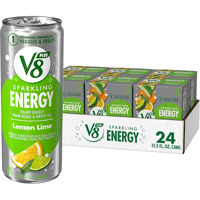 V8 +Sparkling Energy Lemon Lime Energy Drink, Made With Real Vegetable And Fruit Juices, 11.5 Fl Oz Can (6 Packs Of 4)