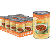 Amys Soup, Vegan Reduced Sodium Chunky Vegetable Soup, Gluten Free, Made With Organic Vegetables, Canned Soup, 14.3 Oz (12 Pack)