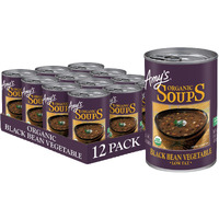 Amys Soup, Vegan Black Bean Vegetable Soup, Low Fat, Gluten Free, Made With Organic Vegetables, Canned Soup, 14.5 Oz (12 Pack)