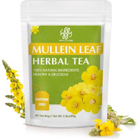 Mullein Leaf Tea, Mullein Tea Bags For Lung Cleanse, Respiratory Support And Mucous Membranes, Herbal Tea Caffeine Free, Non-Gmo, 40 Tea Bags