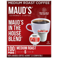 Maud's Medium Roast Coffee Pods, 100 Ct | In The House Blend | 100% Arabica Medium Roast Coffee | Solar Energy Produced Recyclable Pods Compatible With Keurig K Cups Maker