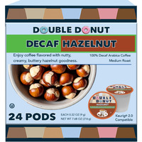 Double Donut Coffee Hazelnut Decaf Coffee Pods Medium Roast Decaffeinated Coffee Pods With Nutty Hazelnut Flavor For Keurig K Cup Machines (Synchkg109853) (Pack Of 24 )