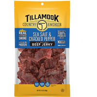 Tillamook Country Smoker Real Hardwood Smoked Beef Jerky, Sea Salt & Cracked Pepper, 10 Ounce