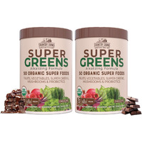 Country Farms Super Greens Chocolate Flavor, 50 Organic Super Foods, Usda Organic Drink Mix, Fruits, Vegetables, Super Greens, Mushrooms & Probiotics, Supports Energy, 40 Servings, 10.6 Oz, 2 Pack