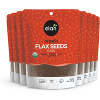 Elan Organic Flax Seed, Whole Seeds, Raw Seeds, Non-Gmo, Vegan, Gluten-Free, Kosher, High In Fiber, Gels Easily, 8 Pack Of 9.7 Oz