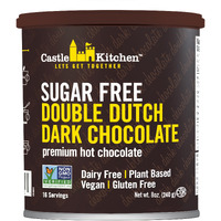 Castle Kitchen Sugar Free Double Dutch Premium Dark Hot Chocolate Mix With Monkfruit (8 Oz) - Vegan, Dairy Free, Plant Based - Keto & Diabetic - Mix With Milk Substitute