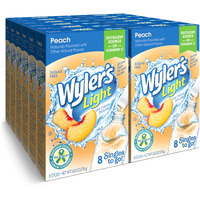 Wylers Light Singles-To-Go Sugar Free Drink Mix, Peach, 8 Ct Per Box (Pack Of 12)