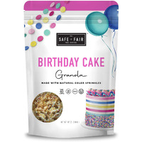 Safe + Fair Birthday Cake Granola - Gluten-Free, Dairy Free And Vegan Breakfast, Snack Or Dessert - Free From Top 9 Allergens, Trans Fat And Artificial Ingredients - Non Gmo, 12Oz