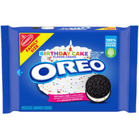 Oreo Birthday Cake Chocolate Sandwich Cookies, 1-17 Oz Family Size Package
