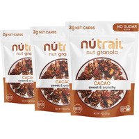 Nutrail Nut Granola Cereal, Cacao, No Sugar Added, Keto, Low Carb, Gluten Free, Grain Free, Healthy Breakfast 8 Oz. 3 Count
