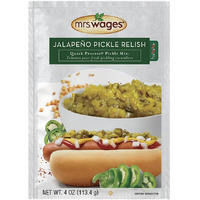 Mrs. Wages Medium Jalapeno Pickle Relish Quick Process Mix, Quick And Easy, Simple-To-Use, Great Topping, Jalapeno Pickle Flavoring, 3.88 Oz Packet (Value Pack Of 12)