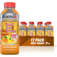 Suerox Zero Sugar Electrolyte Drink For Hydration And Recovery, Unique Blend Of Electrolytes & 8 Ions, Zero Calorie Sports Drink, 21.3 Fl Oz, Orange Rescue, 12 Count