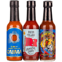 Hot Ones Season 24 Heat Pack, Hot Sauce Pack With Onima (Il Mig+), Black-Eyed Susan (Red Flag), High River Sauces (Peppers Up!), Made With All Natural Ingredients, 5 Fl Oz Bottles (3-Pack)
