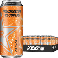 Rockstar Energy Drink, Caffeine And Electrolytes, (Packaging May Vary) Orange , Recovery Orange, 16 Fl Oz (Pack Of 24)
