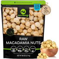 Nut Cravings - Raw Macadamia Nuts, Unsalted, Shelled, Whole, (80Oz - 5 Lb) Bulk Nuts Packed Fresh In Resealable Bag - Kosher Healthy Snack, Natural Keto Vegan -