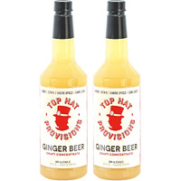 Top Hat Spicy Ginger Beer Syrup - Spicy Ginger Syrup For Craft Soda + Cocktails - Concentrated Ginger Citrus Soda Blend - Moscow Mule + Hot Toddy Mix - Makes 6 Quarts - 2 Pack Of 32Oz Bottles