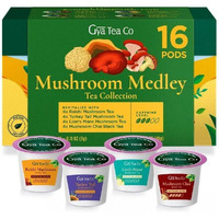 Gya Tea Co Mushroom Variety Pack Tea Pods For Keurig - Medium Caffeine Tea Pods K Cups For Immune Boost -Reishi, Lions Mane, Turkey Tail, Mushroom Chai Keurig Tea Pods -Tea K Cups For Keurig Tea Gifts