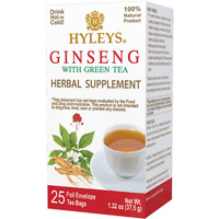Hyleys Ginseng & Green Tea With Natural Guarana & Orange Flavor - Herbal Energy Tea - 25 Tea Bags