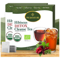 Picknature Hibiscus Detox Cleanse Tea Freshly Picked From Thailand | 60 Tea Bags (Value Pack 200+ Cups) | Herbal Tea Gifts | Usda Organic