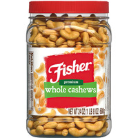 Fisher Snack Premium Whole Cashews, 24 Ounces, Roasted With Sea Salt, No Artificial Colors Or Flavors, 100% Recyclable