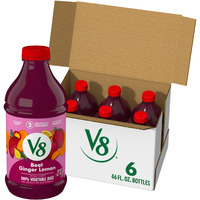 V8 Beet Ginger Lemon 100% Vegetable Juice, Naturally Flavored Vegetable Juice From Concentrate, 46 Fl Oz Bottle (Pack Of 6)