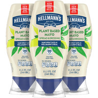 Hellmann's Vegan Dressing And Spread Vegan 3 Ct For A Rich, Creamy Plant-Based Alternative To Mayo Same Great Taste, Plant Based, Free From Eggs 11.5 Oz
