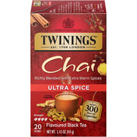 Twinings Ultra Spice Chai Individually Wrapped Black Tea Bags, 20 Count (Pack Of 6), Sweet, Savoury Spices, Caffeinated, Enjoy Hot Or Iced