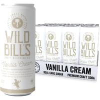 Wild Bill's Vanilla Cream Soda, Classic Craft Soda Pop Soft Drinks, Sodas Made With Pure Cane Sugar, Caffeine Free, No High Fructose Corn Syrup, Gluten Free, Vegan, Low Sodium, 12 Oz 12 Pack