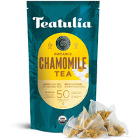 Teatulia Organic Chamomile Tea Bags (50 Pyramid Teabags) Raw Whole Leaf Flower | 100% Compostable And Sustainably Grown In Egypt | Caffeine Free Herbal Camille Tea - Calming Sleepytime Chamomile