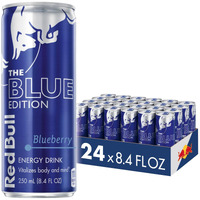 Red Bull Blue Edition Energy Drink, Blueberry, With 80Mg Caffeine Plus Taurine & B Vitamins, 8.4 Fl Oz, Pack Of 24 Cans