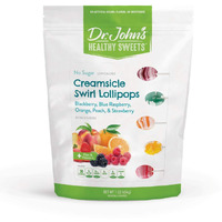 Dr. Johns Sugar Free Candy, Healthy Lollipops With Zero Sugar, Low Calorie Snacks, Keto Friendly Hard Candy Sweets, Creamsicle Swirl Oval, 60 Count, 1 Lb