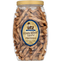 Utz Honey Wheat Braided Pretzel Twists - 26 Oz Barrel - Sweet Honey Taste, Thick, Crunchy Pretzel Twists, Perfect For Dipping And Snacks, Zero Cholesterol Snack Food Package May Vary