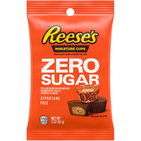 Reese's Zero Sugar Miniatures Chocolate Peanut Butter Cups, Candy Bags, 3 Oz (12 Count)