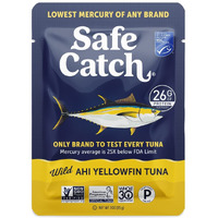 Safe Catch Wild Ahi Yellowfin Tuna Fish Pouches, Wild Caught, Lowest Mercury, Lean Protein, Omega 3, Gluten-Free, Kosher, Pack Of 12