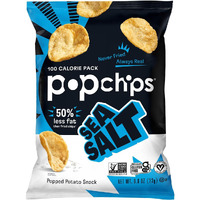 Popchips Potato Chips, Sea Salt, 12Ct Single Serve 0.8Oz Bags, Low-Calorie And Gluten Free, Salty Snacks For Adults And Children, Non-Gmo, Vegan & Kosher Friendly, 100 Calories Per Bag