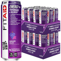 Lifeaid Fitaid Energy Grape Aai, 200Mg Natural Caffeine, Keto, Pre-Workout Performance: Bcaas, Quercetin, Electrolytes, Omega-3S, 15 Calories, Paleo, Vegan & Gluten-Free,12-Oz (Pack Of 24)